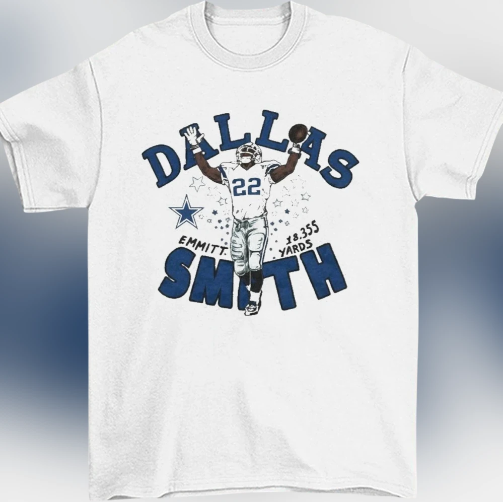 Dallas Emmitt Smith 18,355 Yards Tee, Vintage Football Legend Graphic T-Shirt Gift for Fans