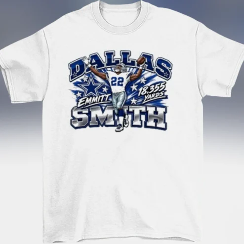Dallas Emmitt Smith 18,355 Yards Tee Vintage Football Legend Rushing Record Shirt