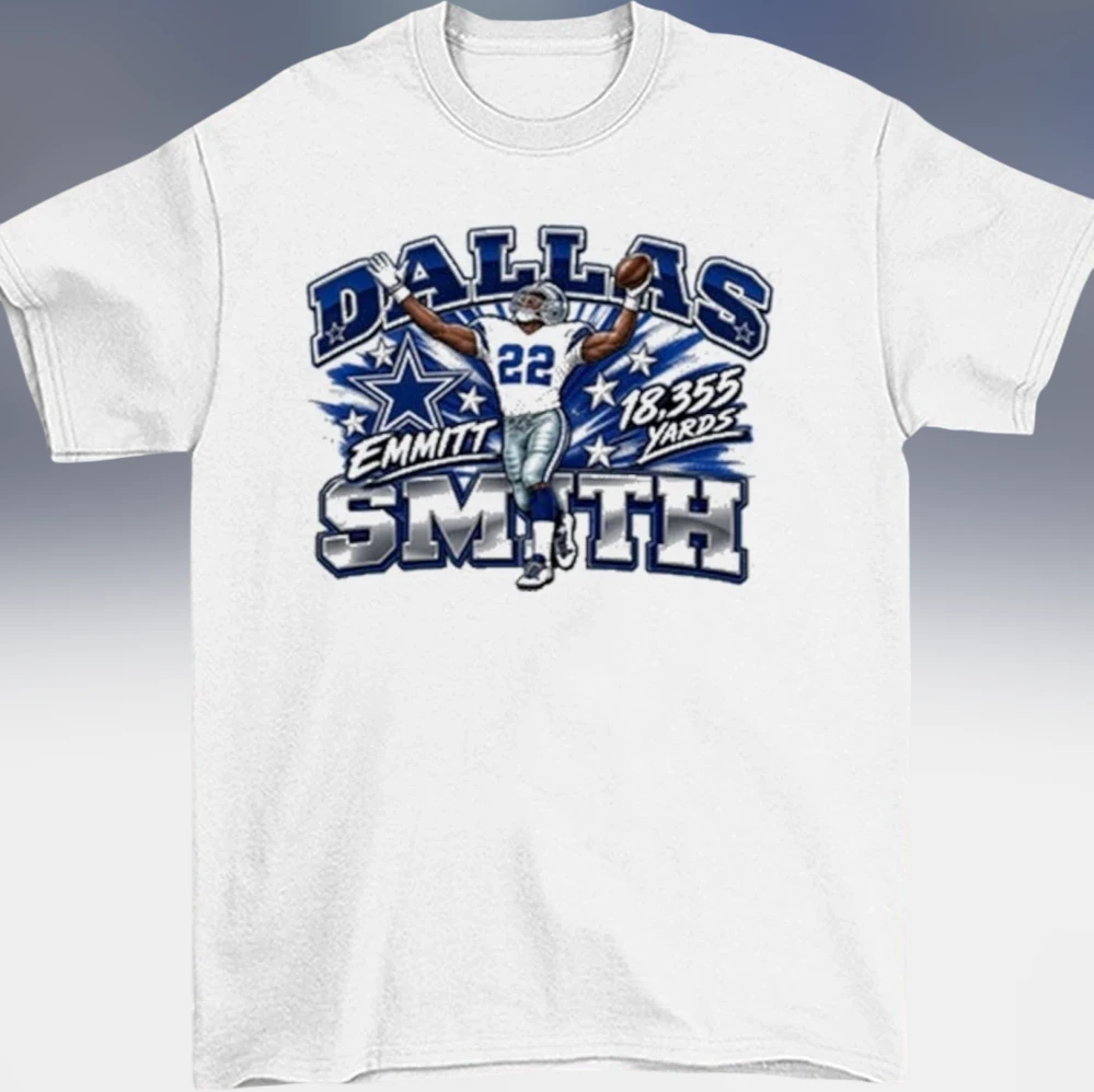 Dallas Emmitt Smith 18,355 Yards Tee Vintage Football Legend Rushing Record Shirt