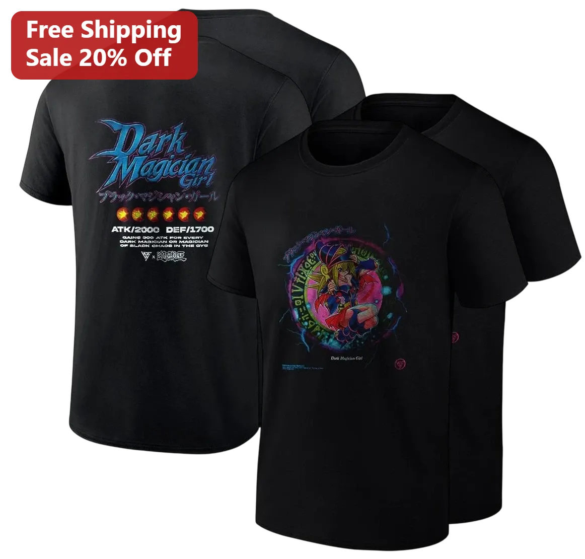 Dark Magician Girl ATK 2000 DEF Card Stats Tee for Yu-Gi-Oh Fans, Anime Graphic Tee Gift