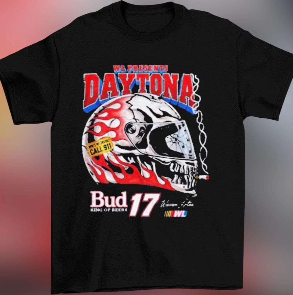 Daytona Racing Skull Graphic Tee, Vintage Biker Flame 17 Streetwear Shirt