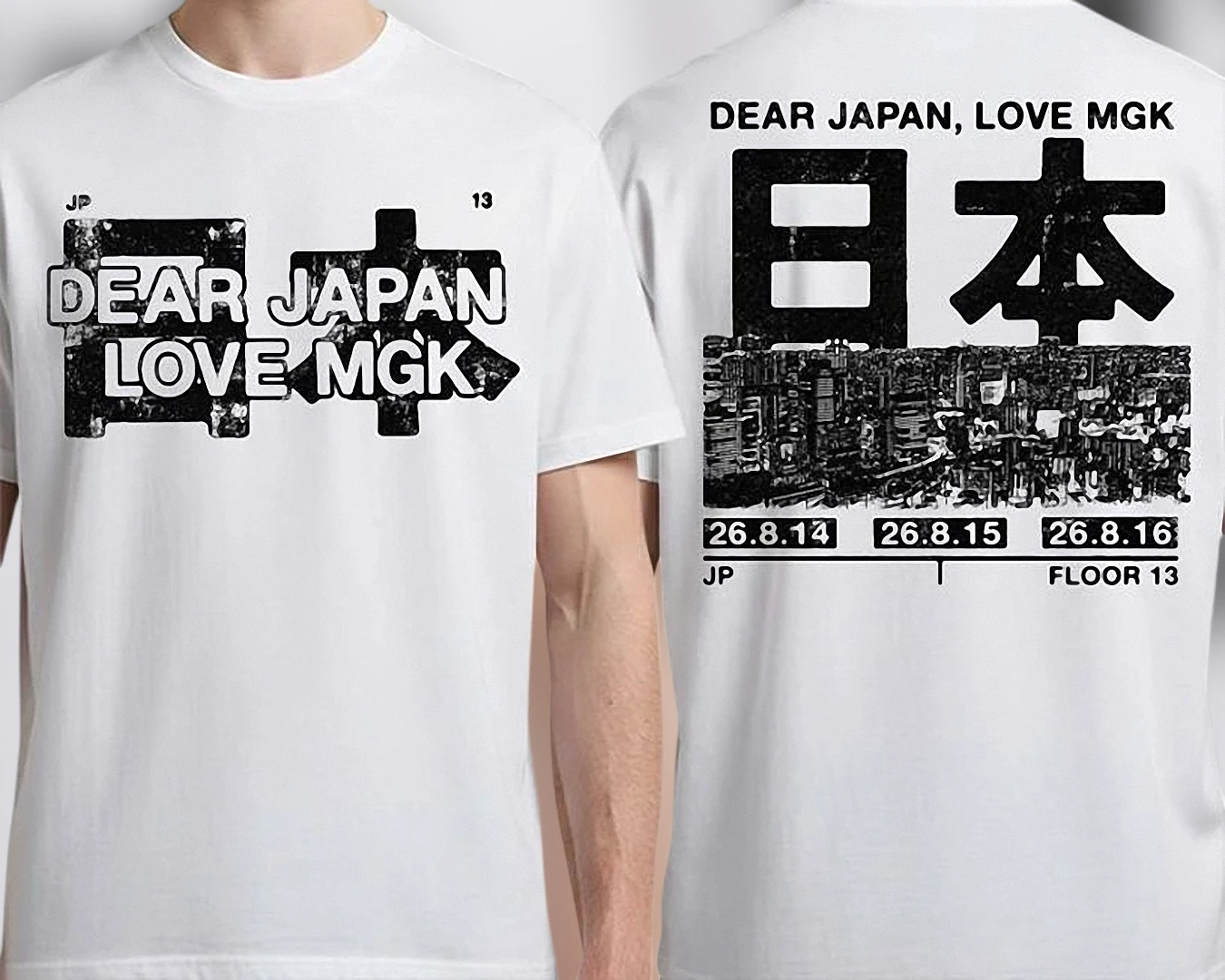 Dear Japan Love MGK Tee, Machine Gun Kelly Japan Tour Two Sided Graphic Shirt, Concert Merch Souvenir for Fans