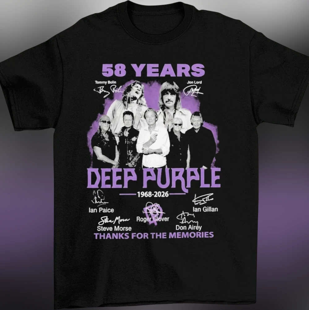 Deep Purple 58 Years 1968-2026 Thanks for the Memories Signatures Graphic Tee, Rock Band Fan Gift Shirt