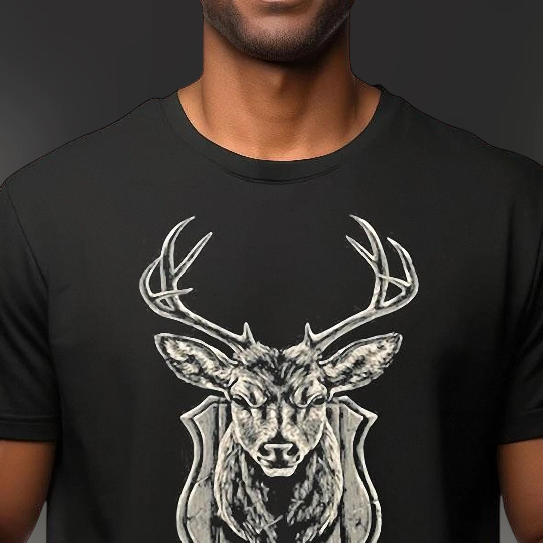 Deer Taxidermy Wall Mount Graphic Tee, Rustic Faux Buck Head Stag Hunting Shirt Gift for Outdoor Lovers