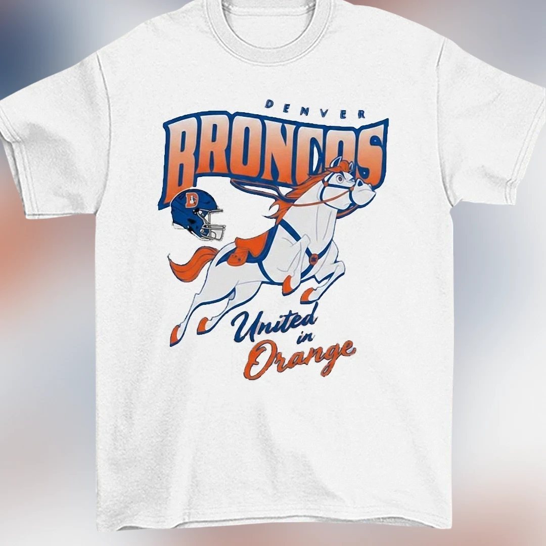 Denver Broncos United in Orange Tee Vintage Mascot Football Fan Shirt