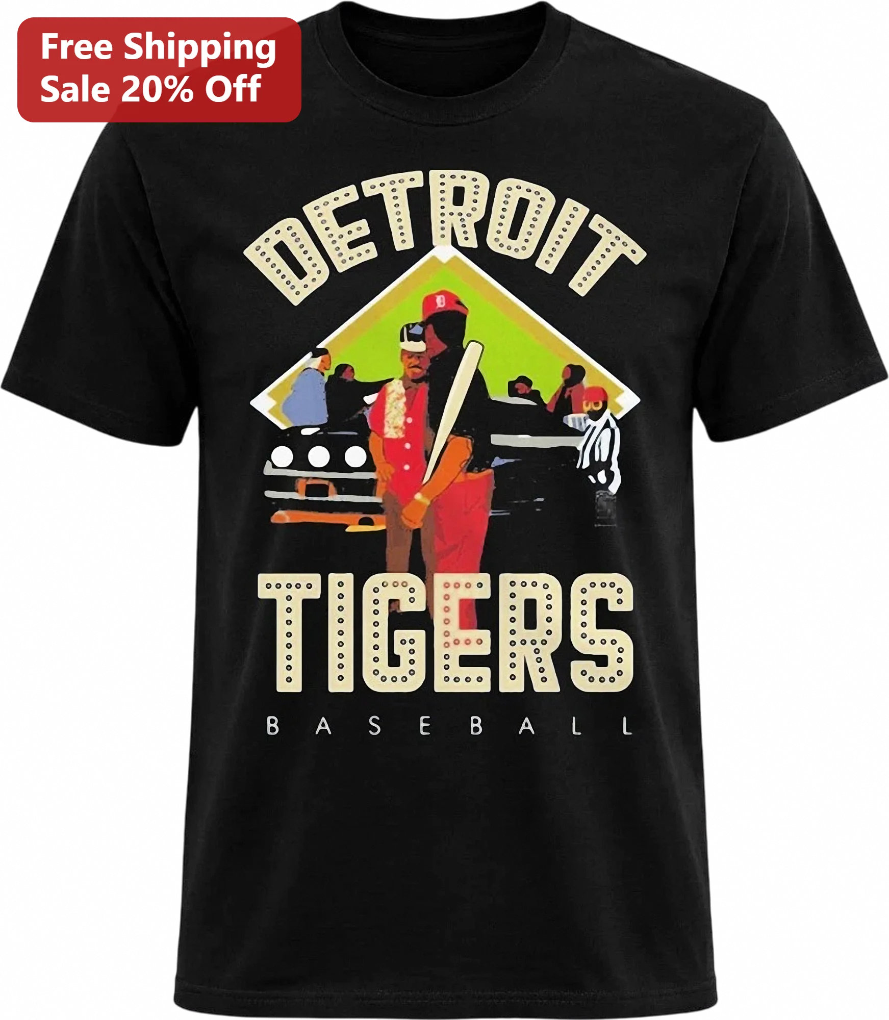 Detroit Tigers Baseball Tee Vintage Retro Marquee Graphic T-Shirt Gift for Detroit Baseball Fans