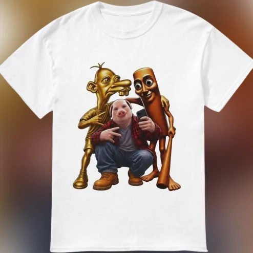 Diary of a Wimpy Kid Surreal Meme Graphic Tee, Funny Character Mashup Shirt for Fans