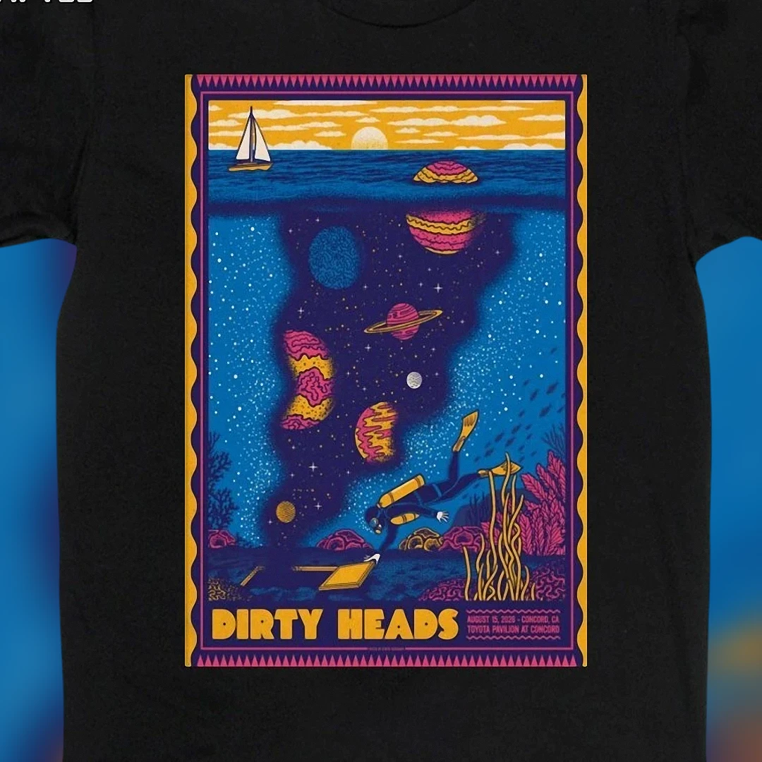 Dirty Heads Band Concert Tee Vintage Space Ocean Music Graphic T-Shirt for Fans