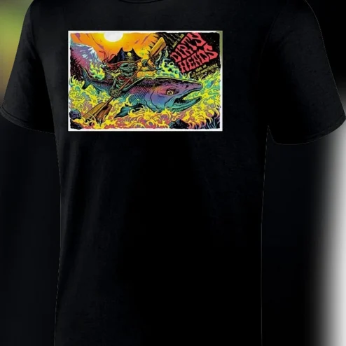 Dirty Heads Band Tee Psychedelic Skeleton Fish Tour Concert Merch Graphic T-Shirt
