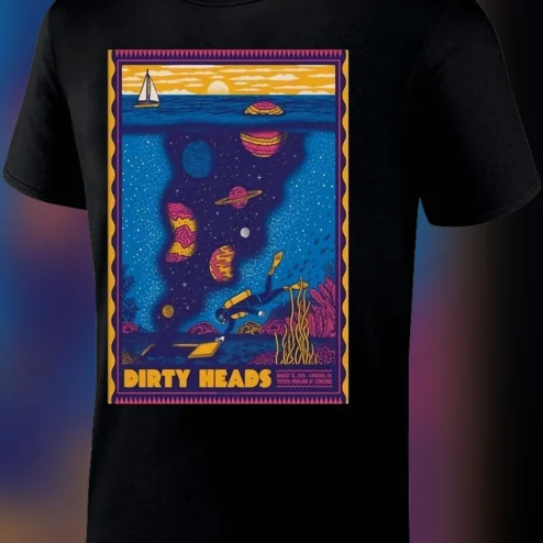 Dirty Heads Concord CA Toyota Pavilion Concert Poster Tee, Music Tour Fan Souvenir Graphic Shirt