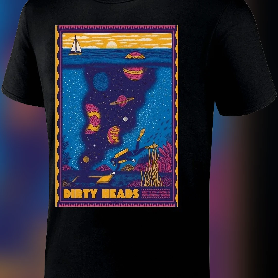 Dirty Heads Concord CA Toyota Pavilion Concert Poster Tee, Music Tour Fan Souvenir Graphic Shirt
