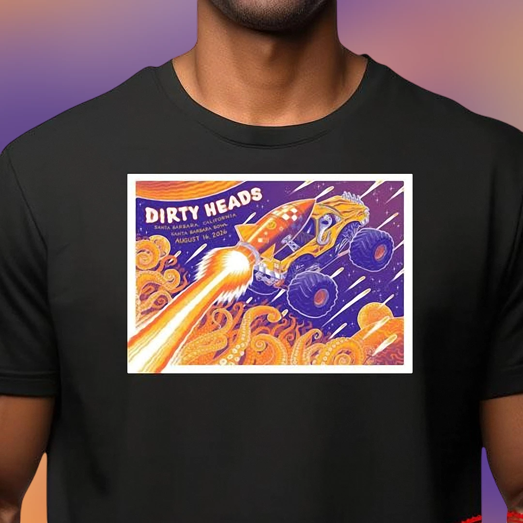 Dirty Heads Santa Barbara Bowl August 16 2026 Concert Tee, Psychedelic Monster Truck Band Graphic Shirt