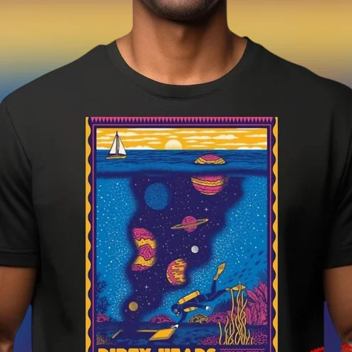 Dirty Heads Tee Cosmic Ocean Diver Reggae Rock Band Graphic Concert Shirt