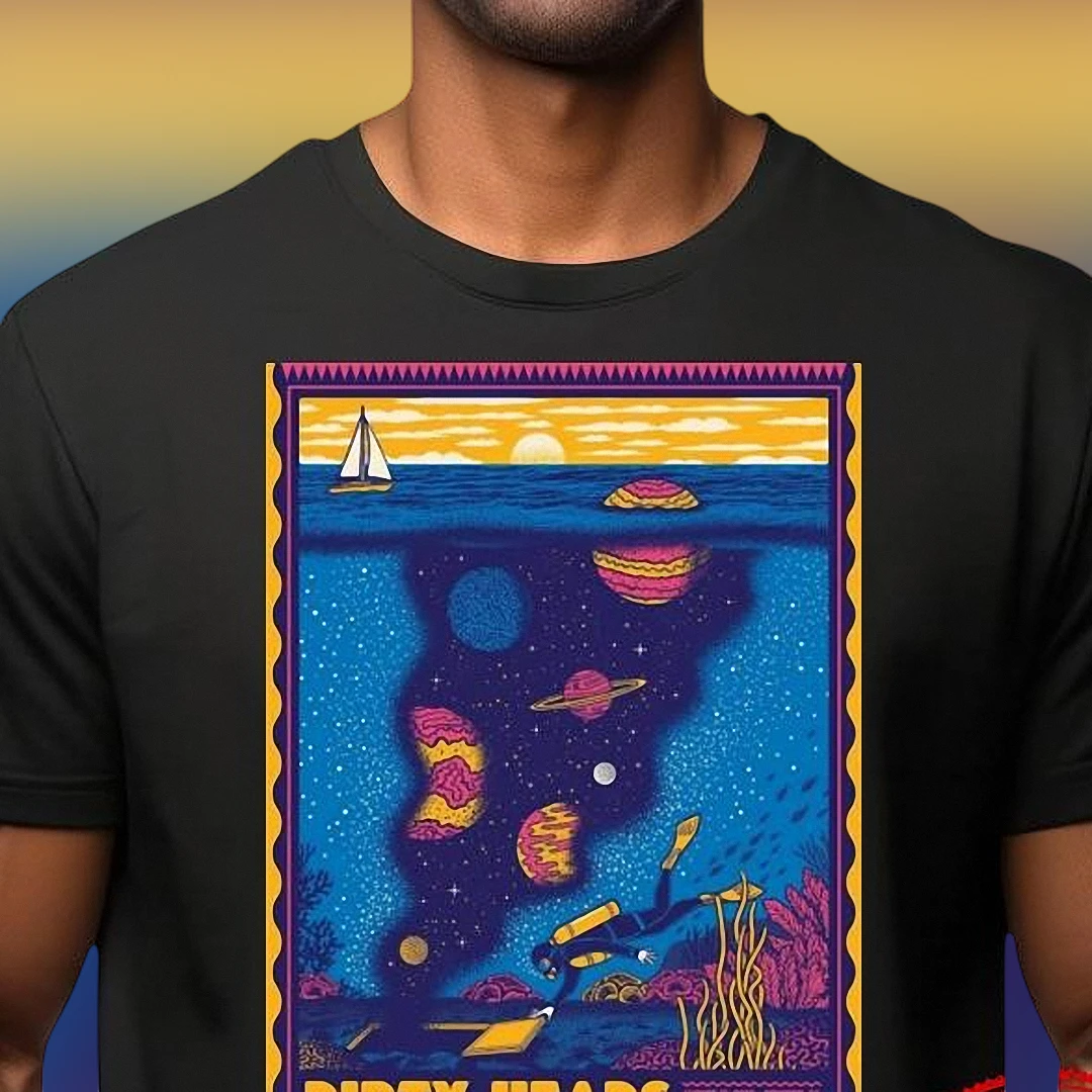 Dirty Heads Tee Cosmic Ocean Diver Reggae Rock Band Graphic Concert Shirt