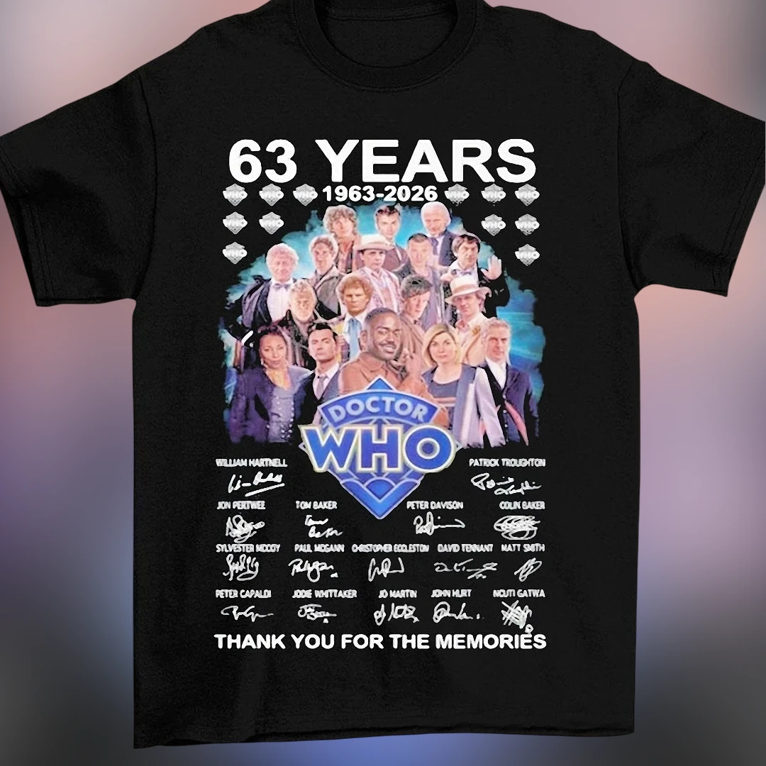 Doctor Who 63 Years 1963 2026 Thank You for the Memories Tee, Cast Signatures Graphic Shirt for Fans