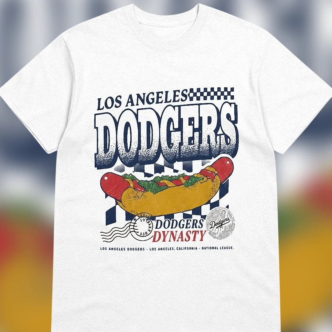 Dodgers Dynasty Hot Dog Los Angeles Baseball Tee, Vintage Retro LA Dodgers Game Day Graphic Shirt
