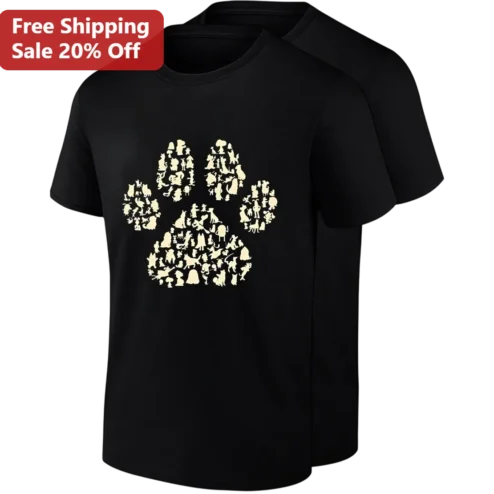 Dog Breed Paw Print Silhouette Graphic Tee Gift for Dog Lovers