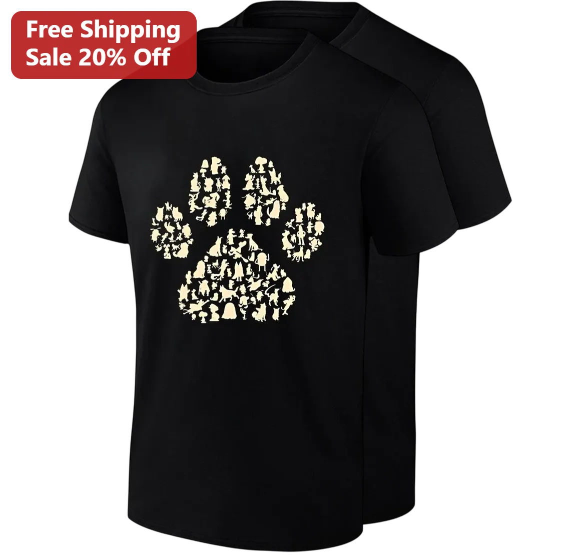 Dog Breed Paw Print Silhouette Graphic Tee Gift for Dog Lovers