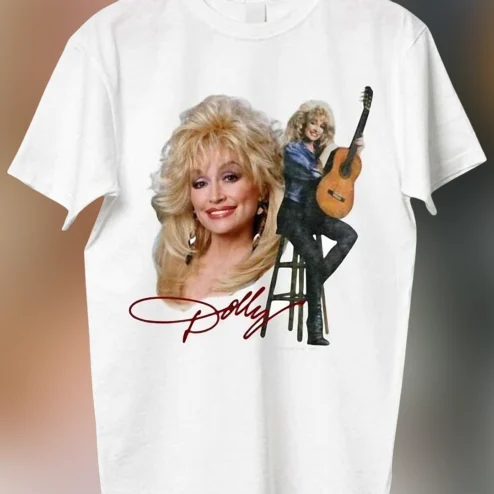 Dolly Parton Signature Graphic Tee, Vintage Country Music Legend Guitar T-Shirt