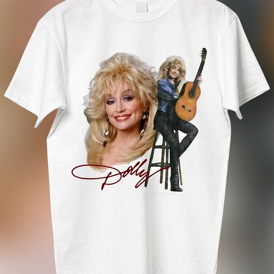 Dolly Parton Signature Graphic Tee, Vintage Country Music Legend Guitar T-Shirt