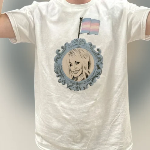 Dolly Parton Tee Trans Pride Frame Graphic T-Shirt, Country Music Ally Art Shirt