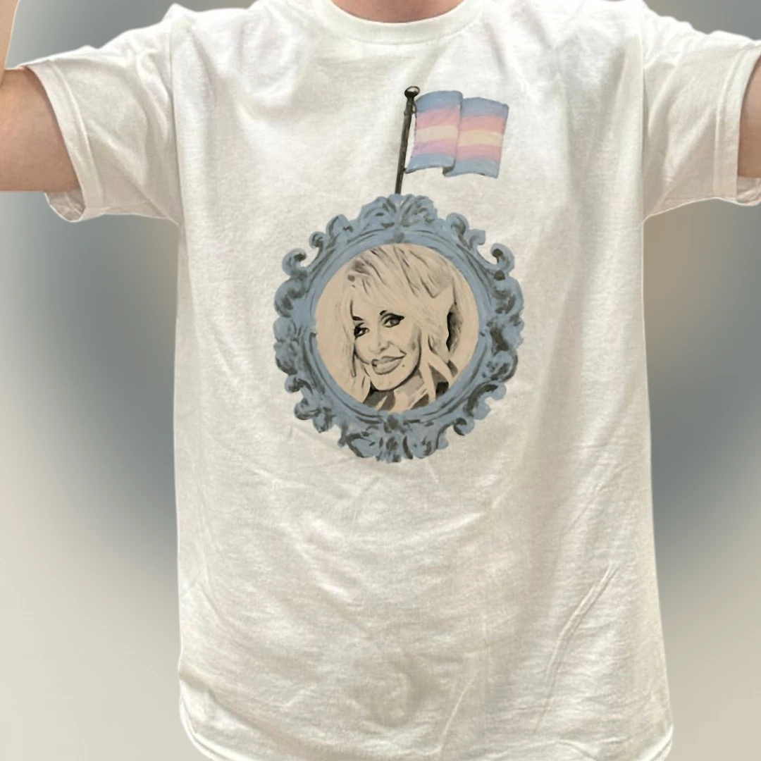 Dolly Parton Tee Trans Pride Frame Graphic T-Shirt, Country Music Ally Art Shirt