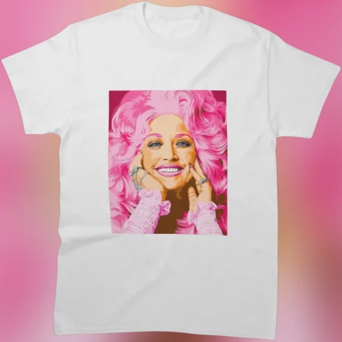 Dolly Parton Tee Vintage Pink Pop Art Country Music Legend Graphic T-Shirt Gift for Fans