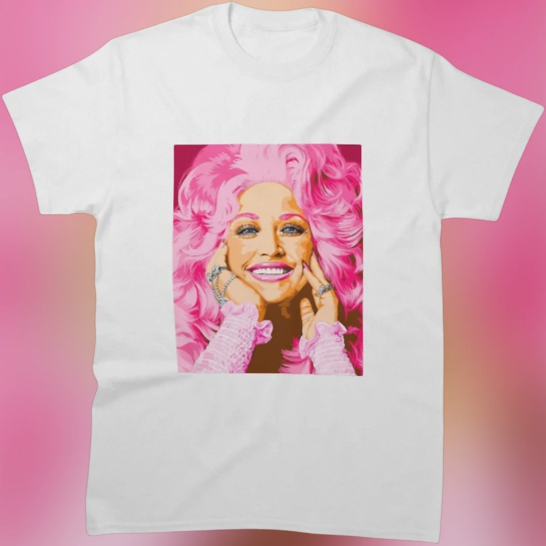 Dolly Parton Tee Vintage Pink Pop Art Country Music Legend Graphic T-Shirt Gift for Fans