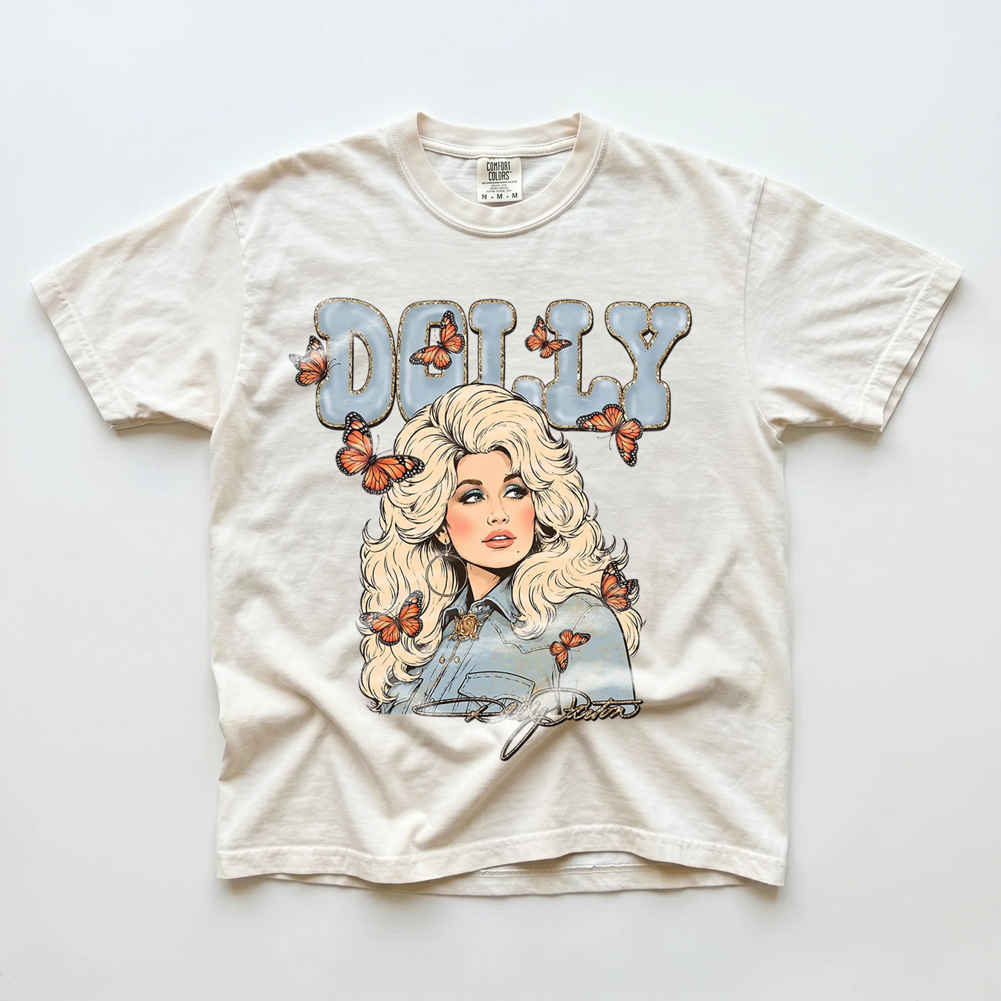 DOLLY Tee Vintage Dolly Parton Graphic T-Shirt, Country Music Western Butterfly Retro Shirt Gift for Fans