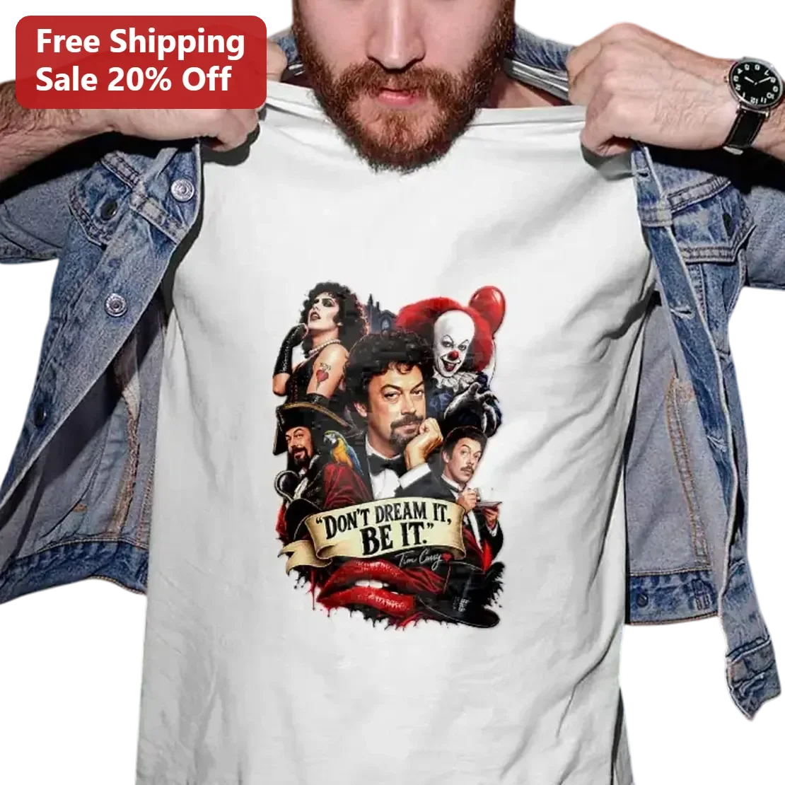 Don't Dream It, Be It Tee, Tim Curry Signature Rocky Horror Picture Show Shirt, Cult Classic Movie Fan Gift