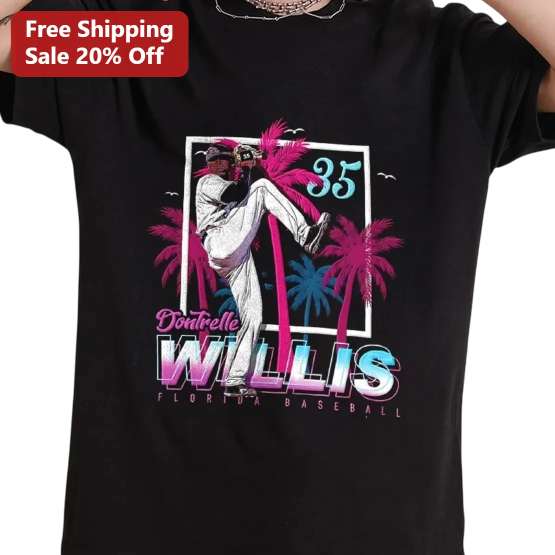 Dontrelle Willis Florida Baseball Tee, Retro 80s Miami Marlins Vintage Style Shirt, MLB Pitcher Fan Gift