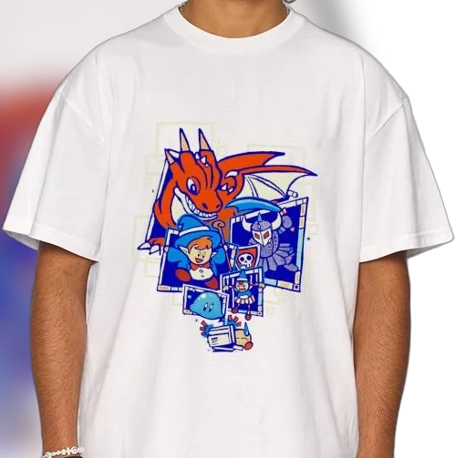 Dragon Quest Characters Tee Retro RPG Slime and Dragon Graphic Shirt Vintage Fantasy Gamer Gift