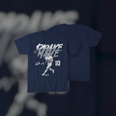 Drake Maye Number 10 Football Tee Patriots QB Game Day Shirt with Signature