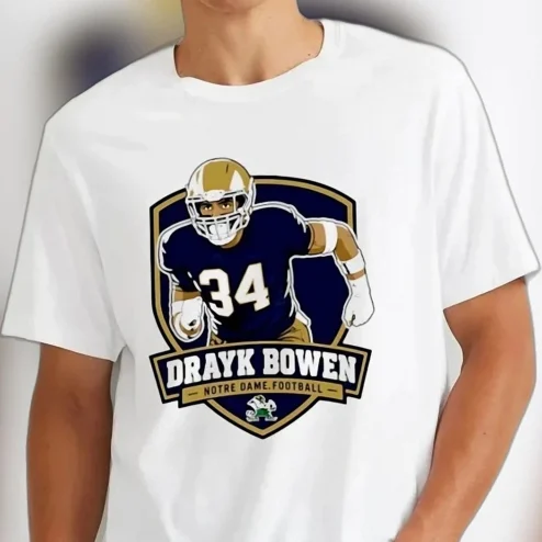 Drayk Bowen Notre Dame Football Tee, Fighting Irish College Sports Game Day T-Shirt for Fans