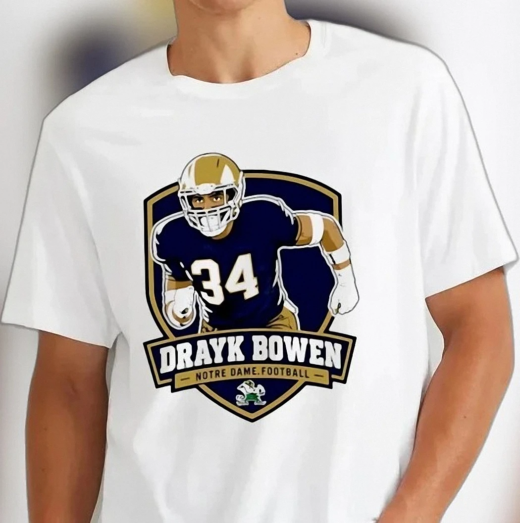 Drayk Bowen Notre Dame Football Tee, Fighting Irish College Sports Game Day T-Shirt for Fans