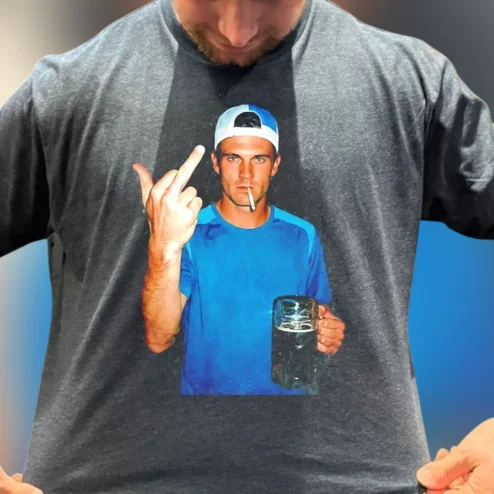 Edgy Smoking Man Drinking Beer Tee, Retro Streetwear Graphic T-Shirt for Men and Women