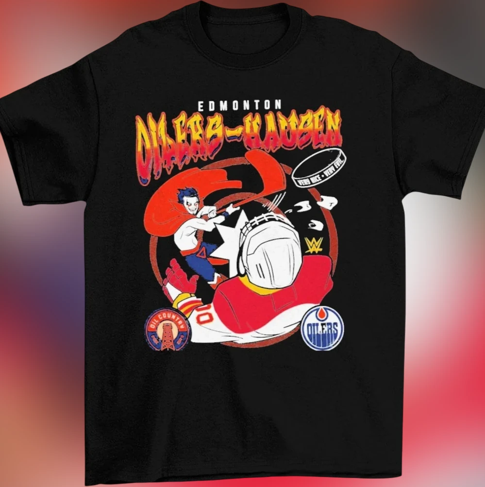 Edmonton Oilers-Hausen Tee Danhausen Wrestling Hockey Mashup Graphic T-Shirt