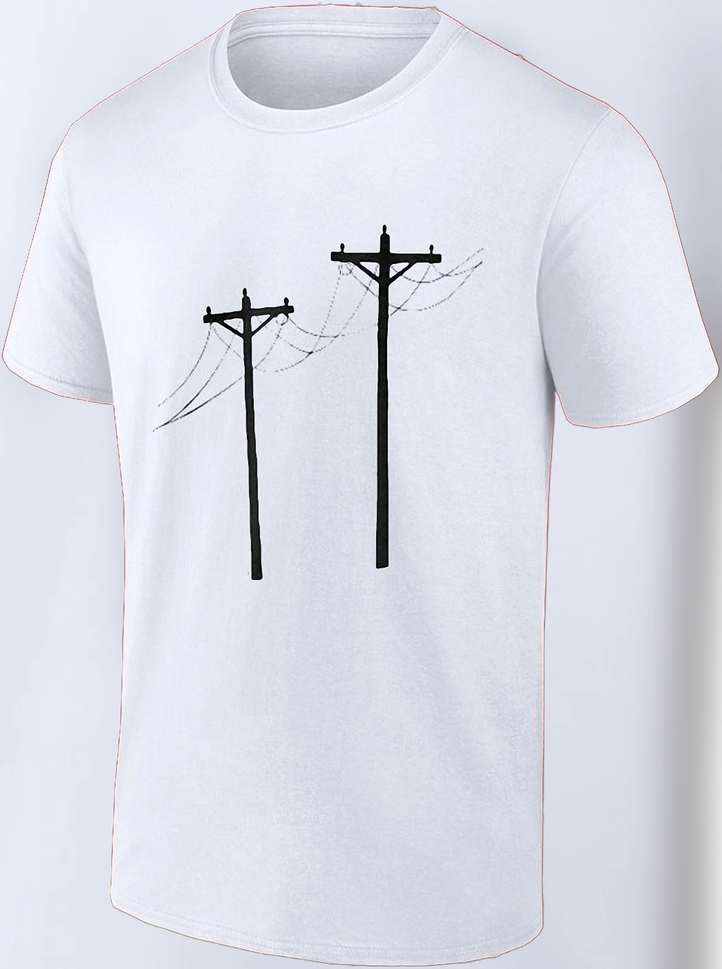 Electric Lineman Utility Pole Graphic Tee Minimalist Power Line Worker Gift
