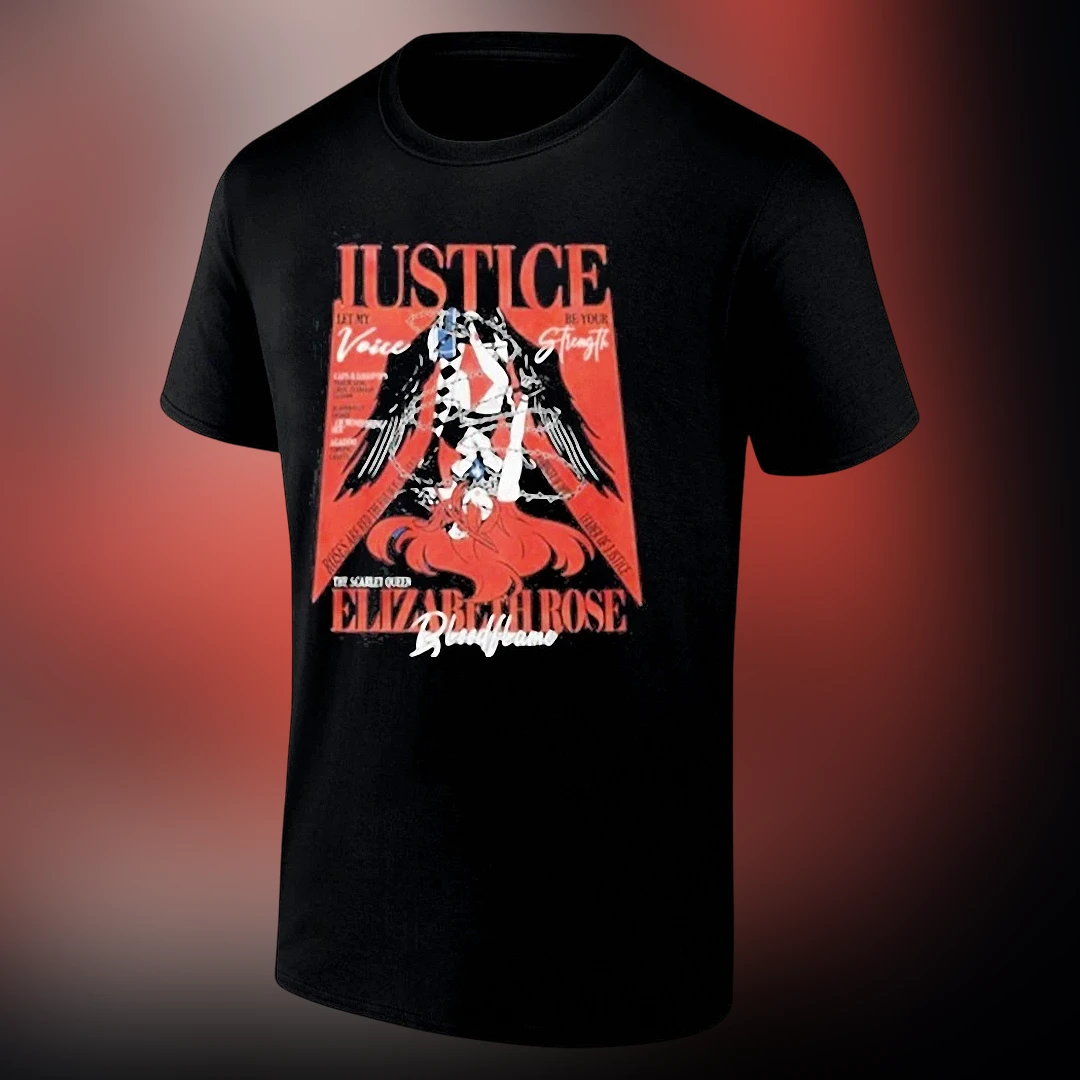 Elizabeth Rose Bloodflame Tee, Hololive EN Justice Anime Graphic Shirt for Fans