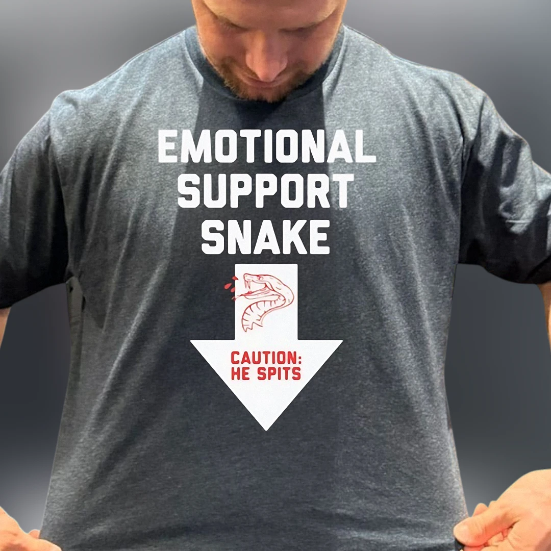 Emotional Support Snake Caution He Spits Tee, Funny Sarcastic Reptile Graphic T-Shirt Gift