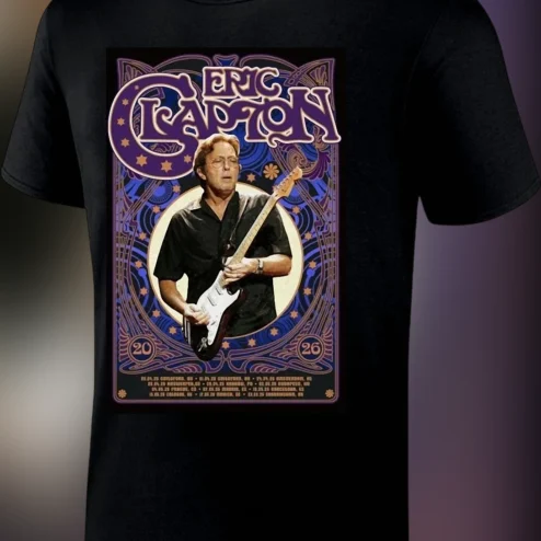 Eric Clapton Vintage Tour Tee Retro Classic Rock Guitar Hero Graphic Shirt Gift for Music Fans