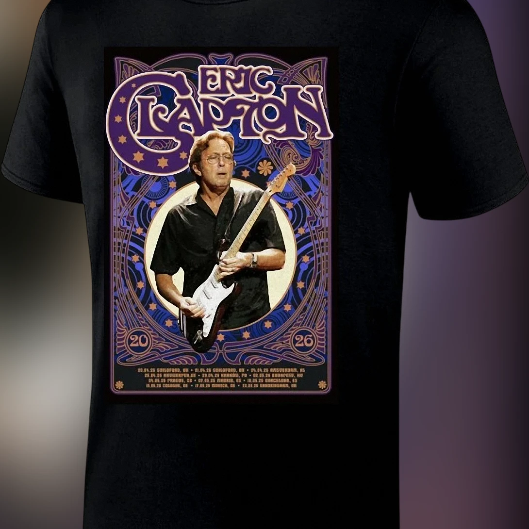 Eric Clapton Vintage Tour Tee Retro Classic Rock Guitar Hero Graphic Shirt Gift for Music Fans