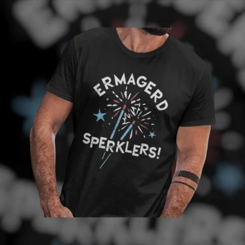 Ermagerd Sperklers 4th of July Meme Tee Funny Patriotic Fireworks Retro Humor