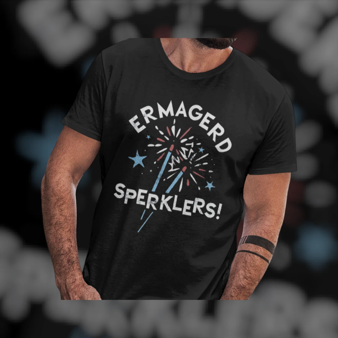 Ermagerd Sperklers 4th of July Meme Tee Funny Patriotic Fireworks Retro Humor