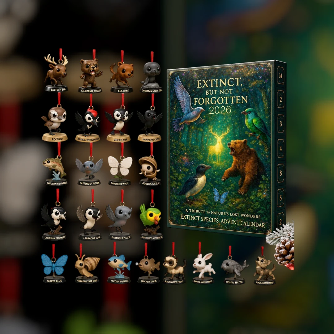 Extinct Species 2026 Advent Calendar with 24 Collectible Animal Figures Educational Non-Candy Christmas Countdown Gift