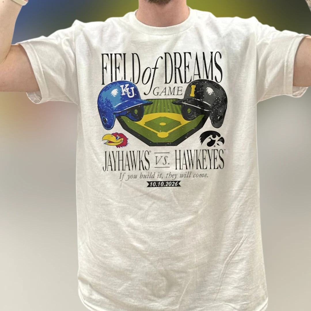 Field of Dreams Game Jayhawks vs Hawkeyes Tee Vintage College Baseball Rivalry Shirt
