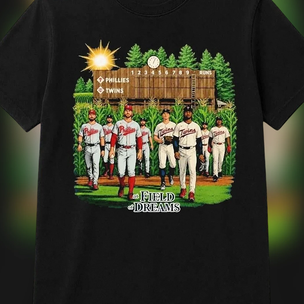 Field of Dreams Phillies vs Twins Vintage Baseball Tee, Retro Cornfield Graphic Shirt Gift for Baseball Fans