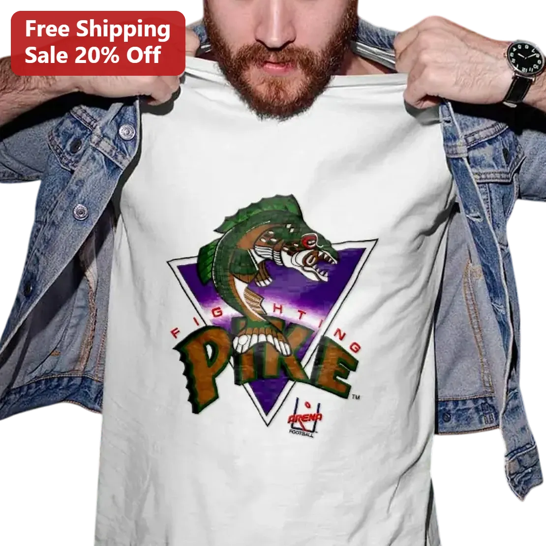 Fighting Pike Tee, Vintage Minnesota Fighting Pike Arena Football League Shirt, Retro Sports Gift for Football Fans and Collectors