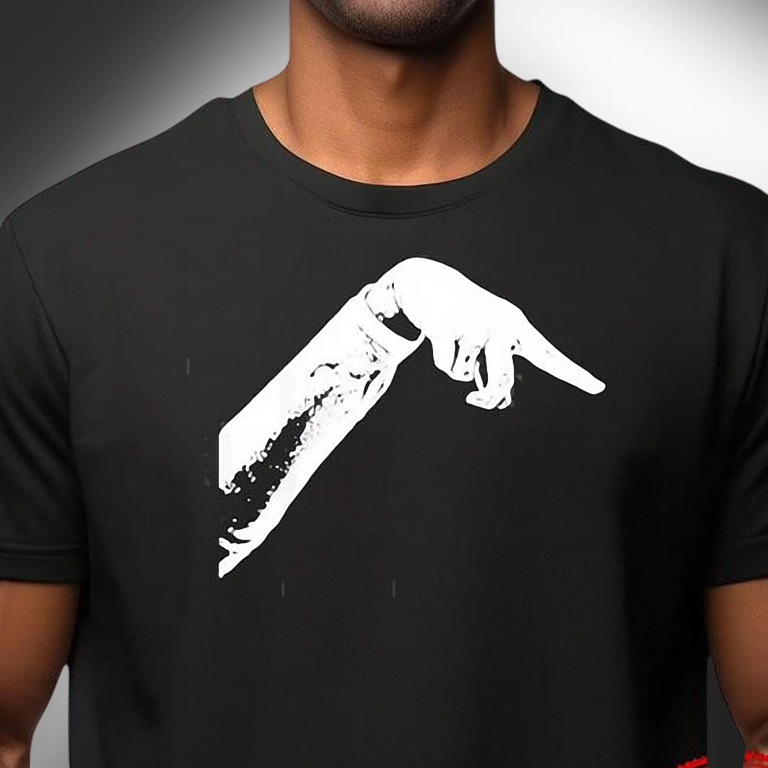 Finger Pointing Meme Graphic Tee Minimalist Sarcastic Gesture Streetwear Shirt for Men and Women
