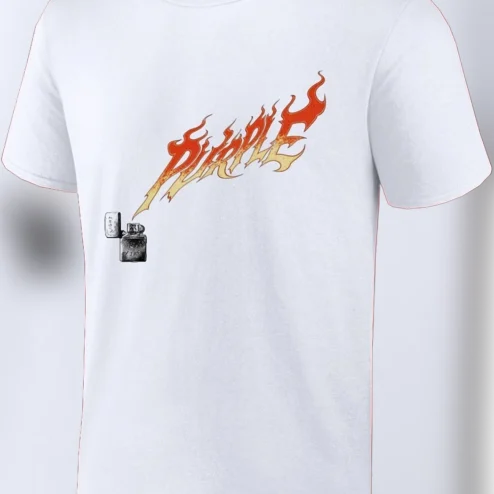Fire Flame Lighter Graphic Tee, Edgy Streetwear Y2K Fire Art T-Shirt for Men and Women
